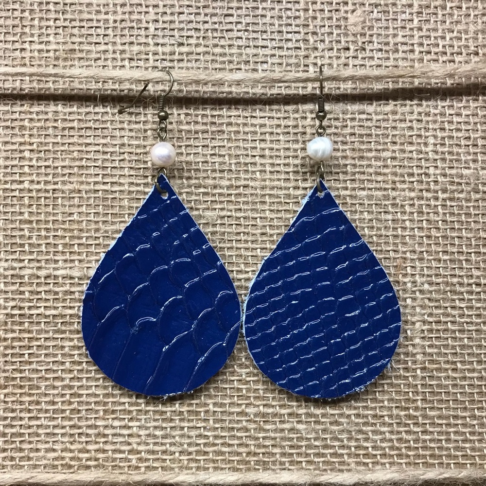 Large genuine leather earrings